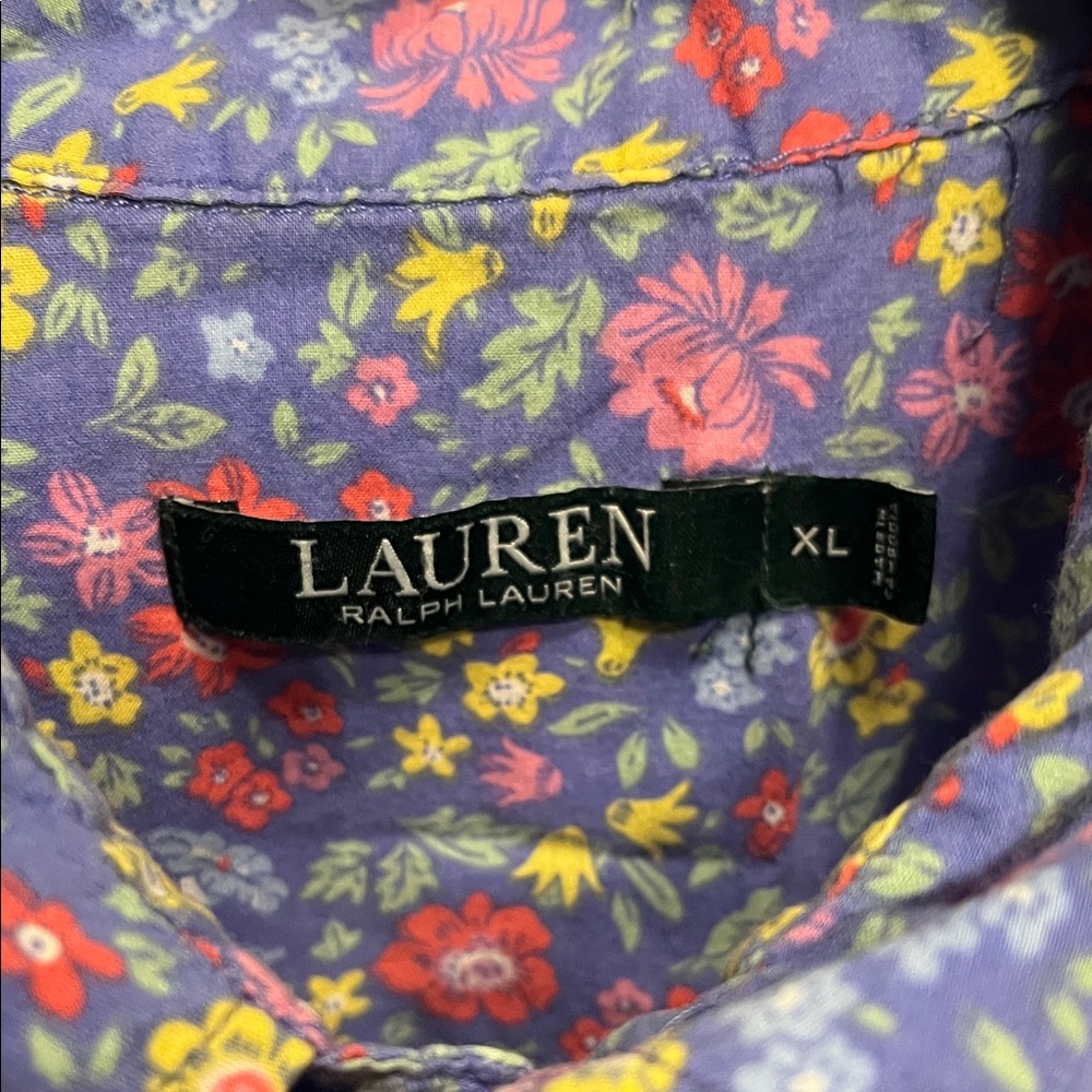 💁‍♂️MENS Lauren Ralph Lauren VINTAGE Purple Floral Button-Down Shirt - Picture 3 of 7
